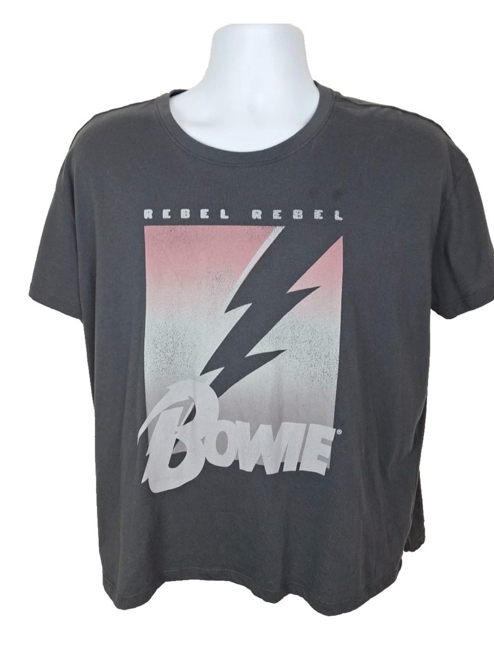 David Bowie Rebel Rebel T Shirt Women’s XXL Gray Band T Hybrid Apparel